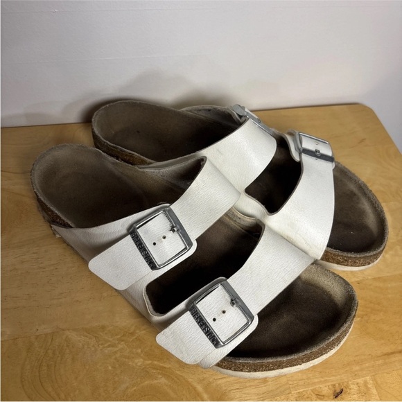 Birkenstock Other - Birkenstock  Arizona Sandals Adjustable Straps With Buckle White Upper sz 42